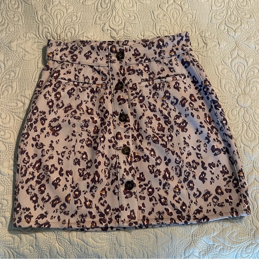 Maurices Leopard Print Button-Front Mini Skirt